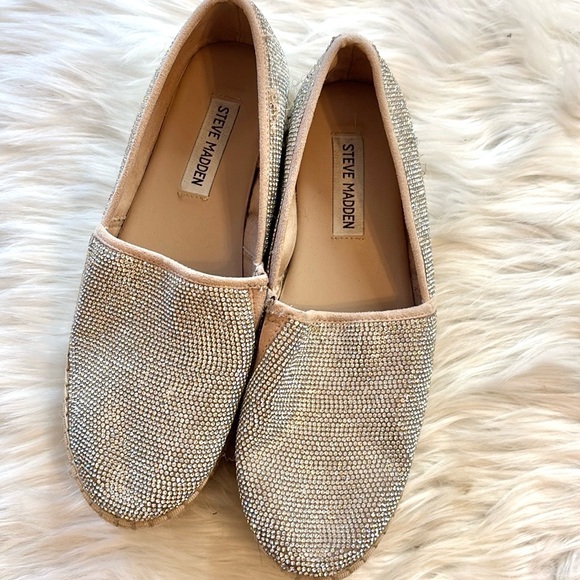 Steve Madden Alexia Crystal Bling Espadrilles Platform Wedge Loafers Sz 8.5 - Picture 4 of 10